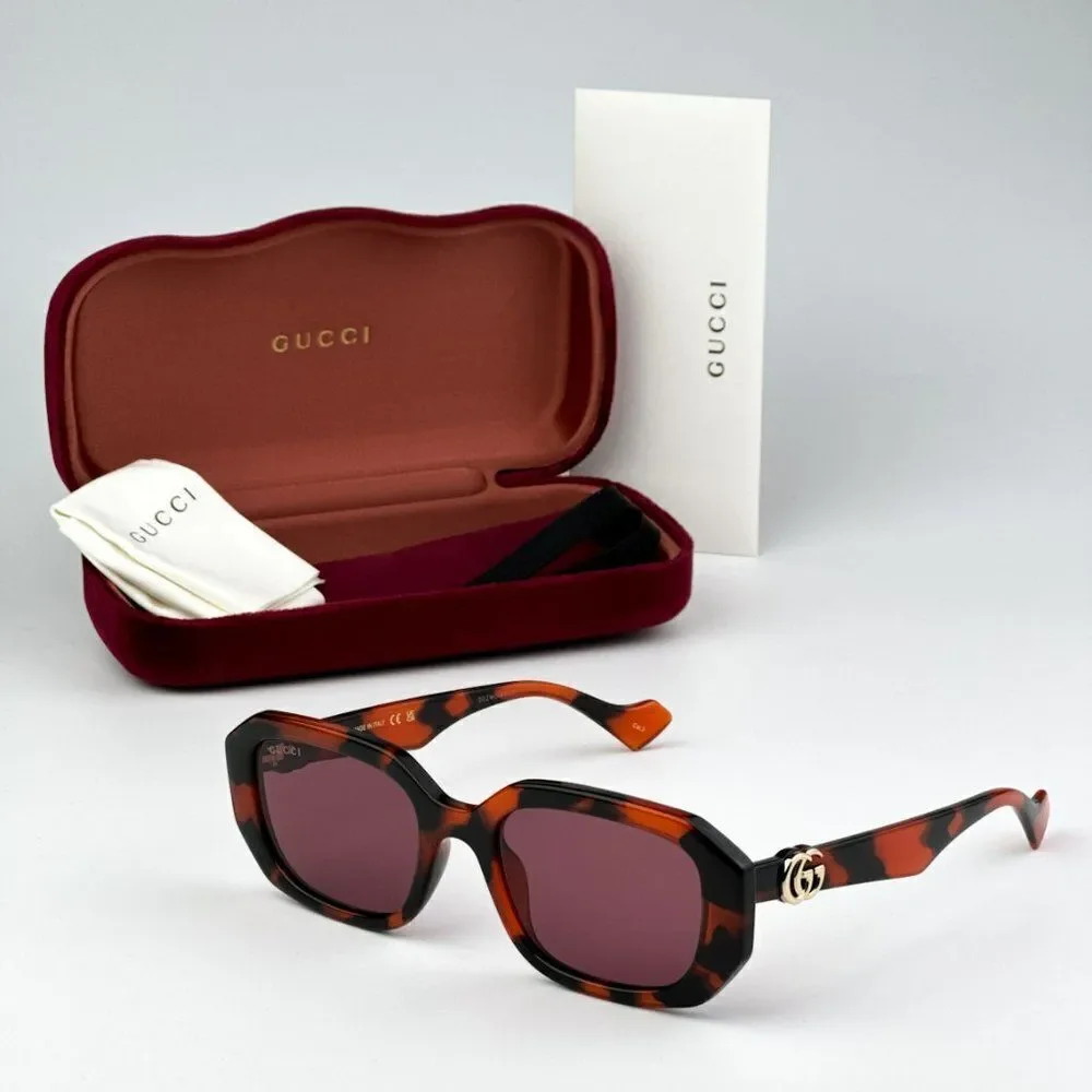 NEW Gucci GG1535S 005 Orange Havana Violet Women Geometric Sunglasses GG 1535S - Picture 8 of 9